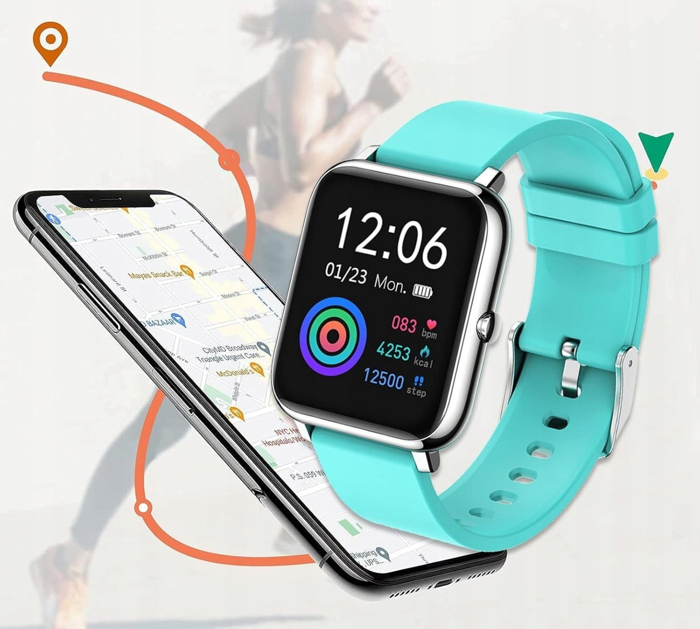 Smartband Smartwatch Supbro Watch Pedometer Heart Rate Measurement Heart Rate Monitor IP68 Manufacturer code ZNSH0024-gray