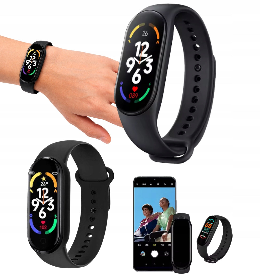 Smartband smartwatch sports band M7s magnetic black