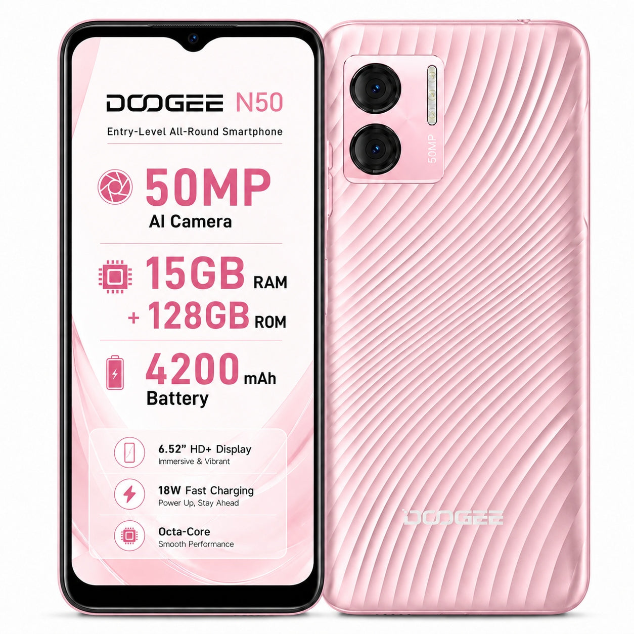 Smartfon 4G (LTE) DOOGEE N50 6.52" 15GB RAM+128GB ROM 50MP+2MP 4200mAh