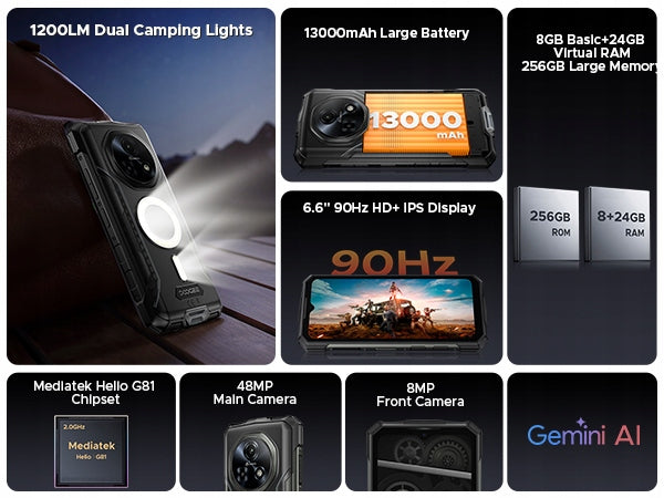 Smartfon Pancerny Android DOOGEE FIRE5UlTRA 8+256G 13000mAh 2SIM/NFC/1200LM Manufacturer code 6923740293461