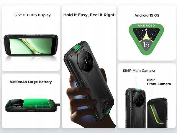 Smartfon Pancerny Android DOOGEE Fire3 8350mAh 12GB+64GB 5.5"IPS IP69K/NFC Manufacturer code FIRE3-GREEN-SP