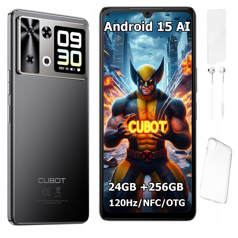 Smartphone CUBOT P90 ANDROID 15 24/256GB NFC DUAL SIM 4G 6,88" CASE +FOIL
