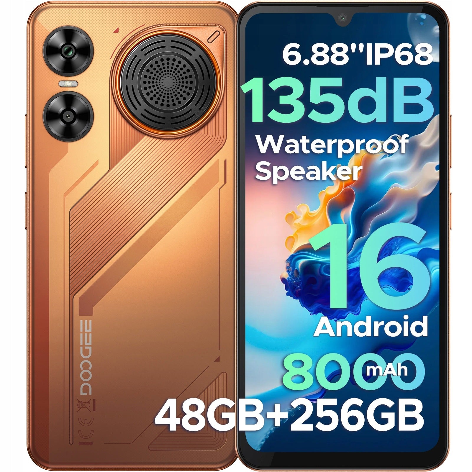 Smartphone DOOGEE M30 6/256GB 4G LTE Android16 DUAL SIM NFC 6.88'' 8000mAh