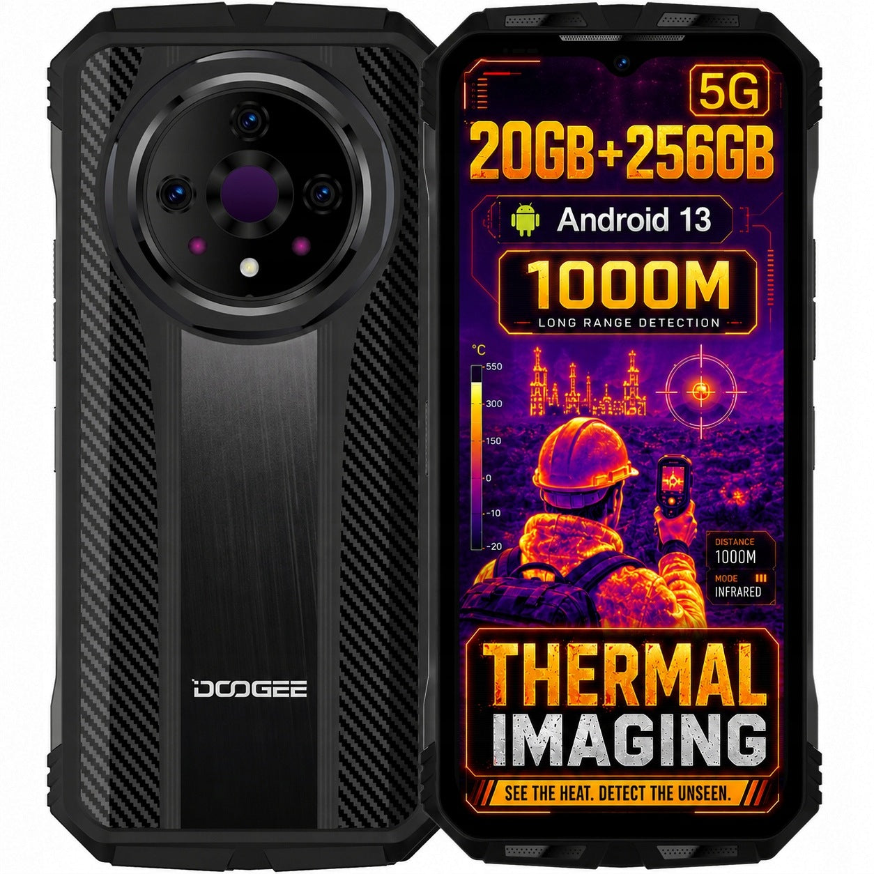 Smartphone DOOGEE V31GT 5G 12+256GB10800mAh 66W termowizja NFC Dual SIM GPS