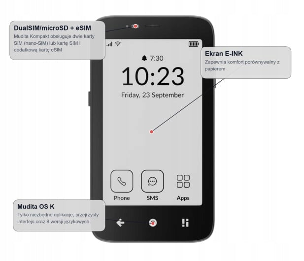 Smartphone Mudita Compact Black Packaging status original