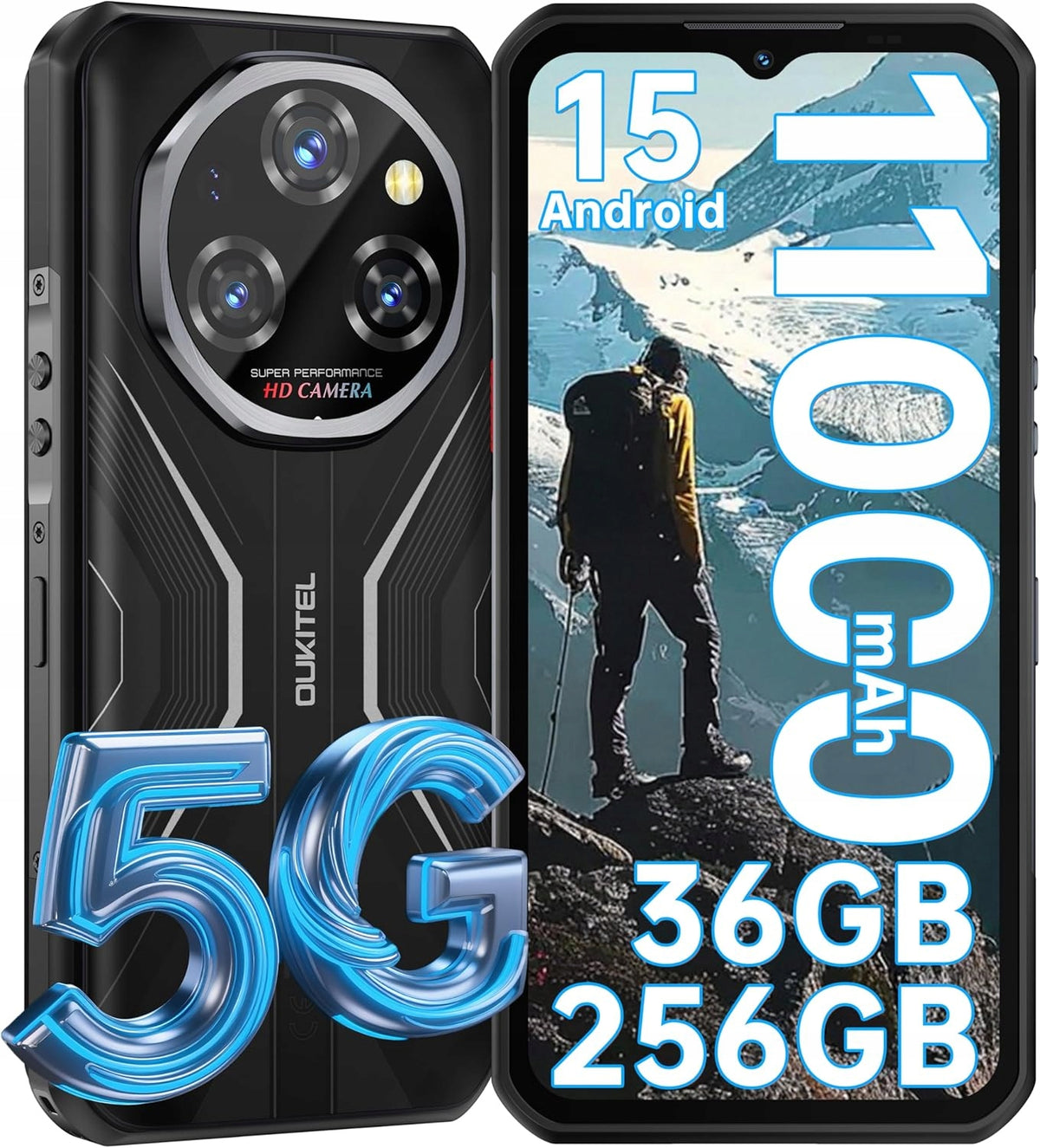 Smartphone OUKITEL WP55 5G 12/256GB 11000mAh black 120Hz