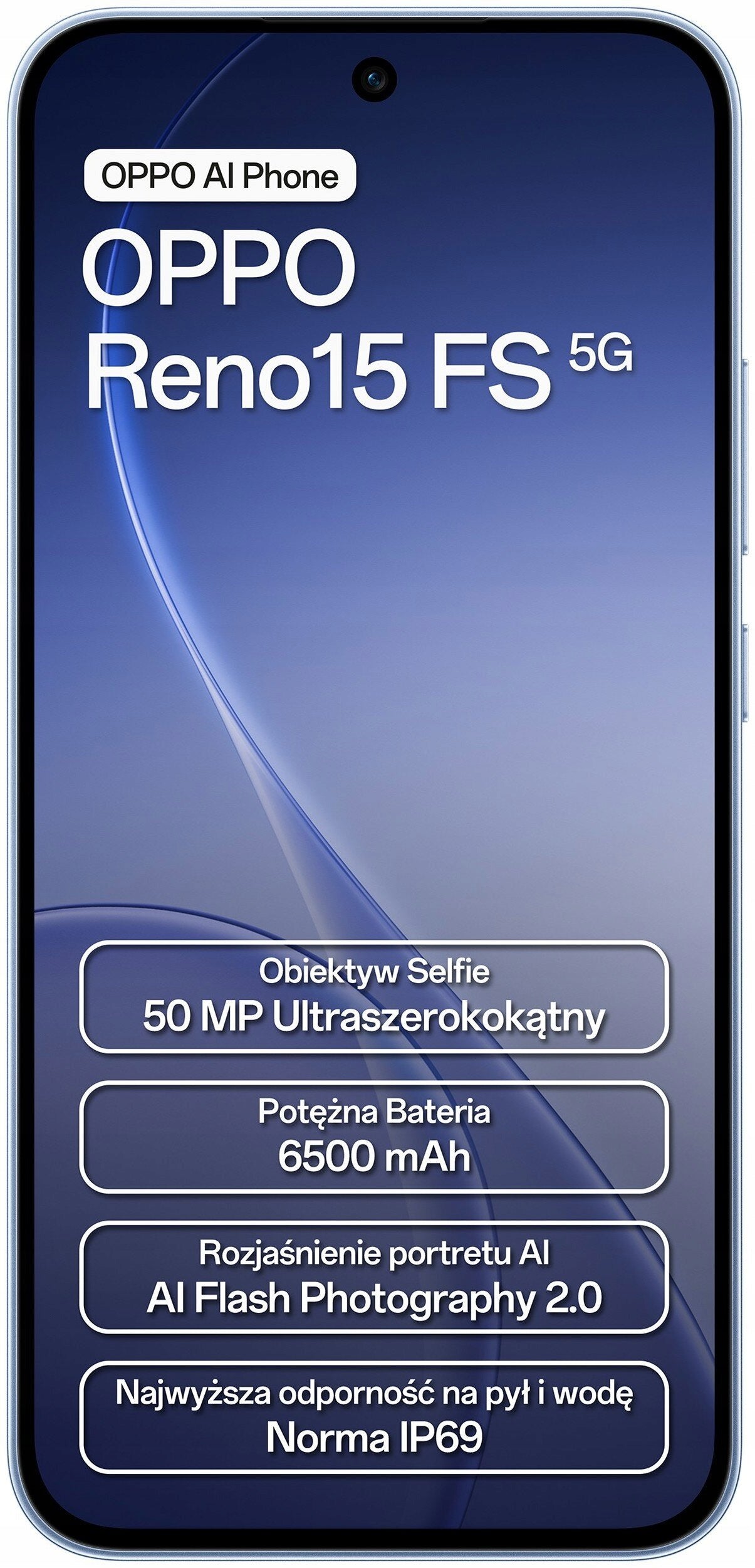 Smartphone Oppo Reno15 FS 8 GB / 512 GB 5G eSIM Blue Aurora Blue Manufacturer code CPH2801