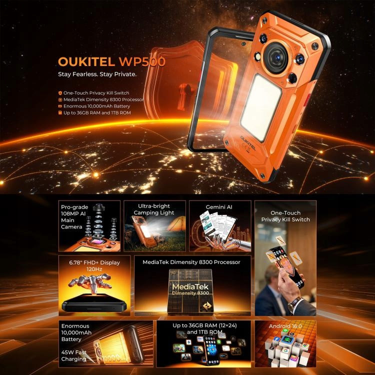 Smartphone Oukitel WP500 5G 12 GB/1 TB 6.8" 10000 mAh Packaging status original