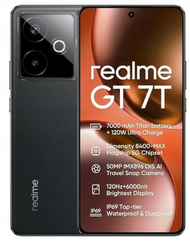 Smartphone Realme GT 7T 12 GB 512 GB 5G 7000 mAh Black Dual SIM NFC NEW