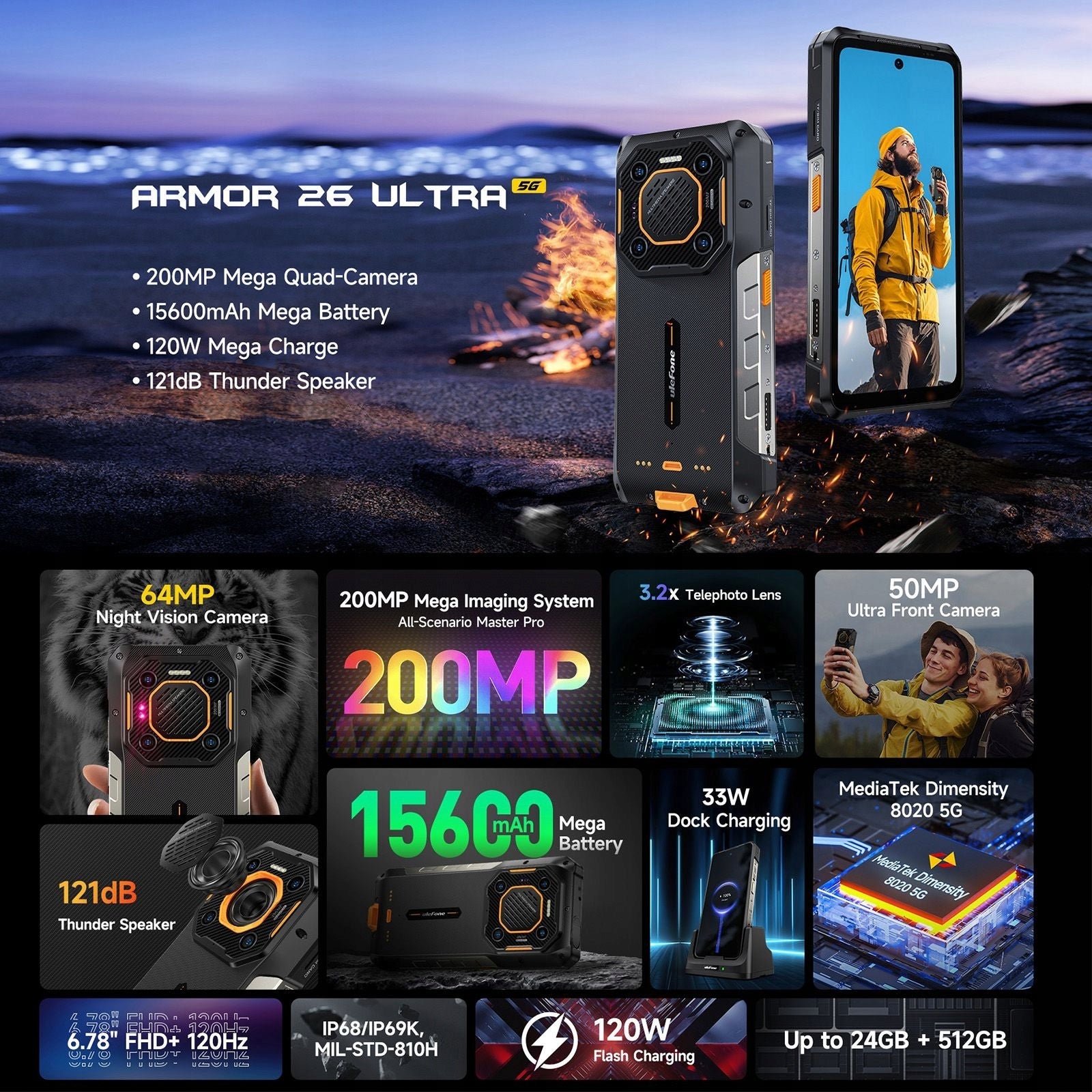 Smartphone Ulefone Armor 26 Ultra 12 GB / 256 GB 4G (LTE) black Brand Ulefone