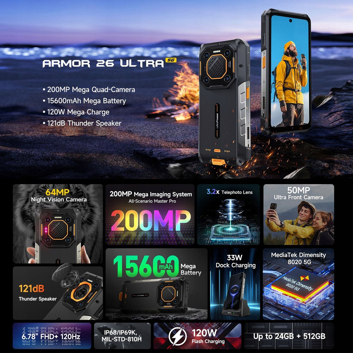 Smartphone Ulefone Armor 26 Ultra 12 GB / 256 GB 4G (LTE) black Brand Ulefone
