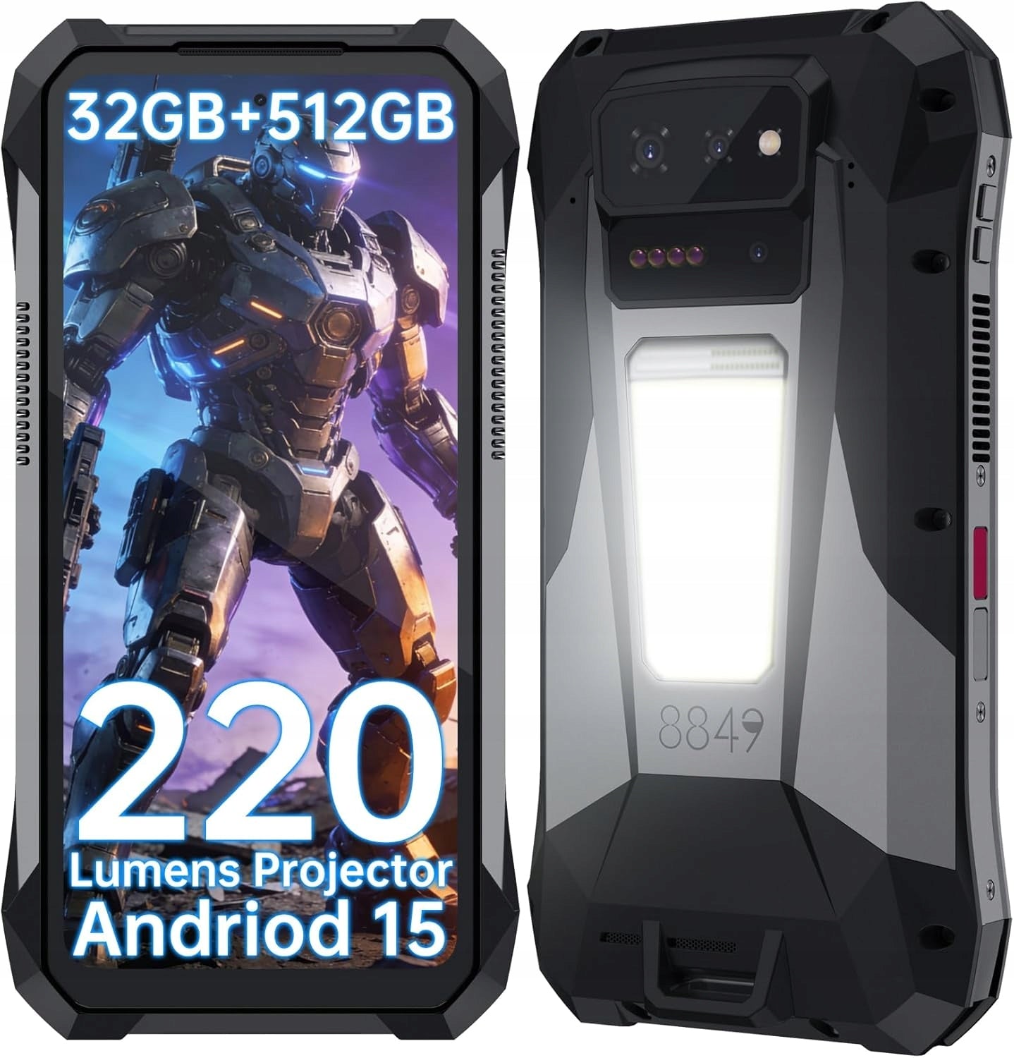 Smartphone Unihertz 8849 Tank X 32 GB / 512 GB 5G with 220 Lumens Projector