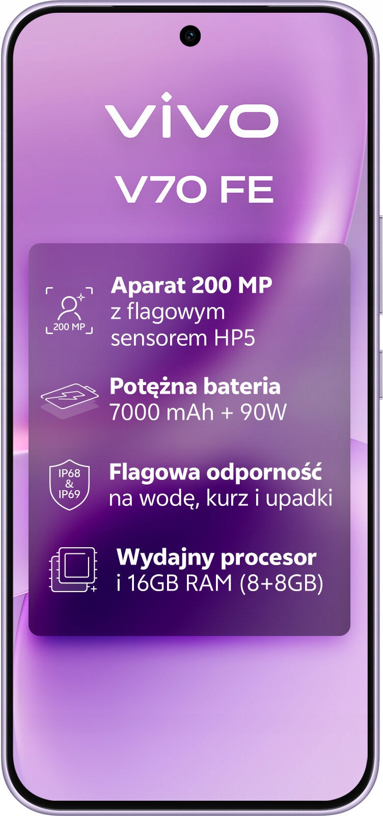 Smartphone VIVO V70 FE 5G 8/256GB 6.83" 120Hz Light Purple Brand Vivo
