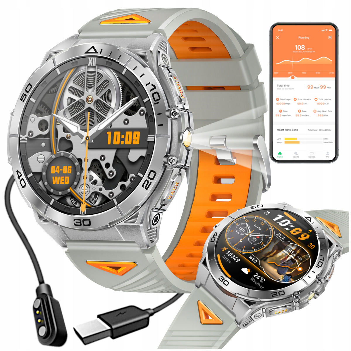 Smartwach Men's Off-Road Watch IP68 AMOLED GlacierX Dash Silver