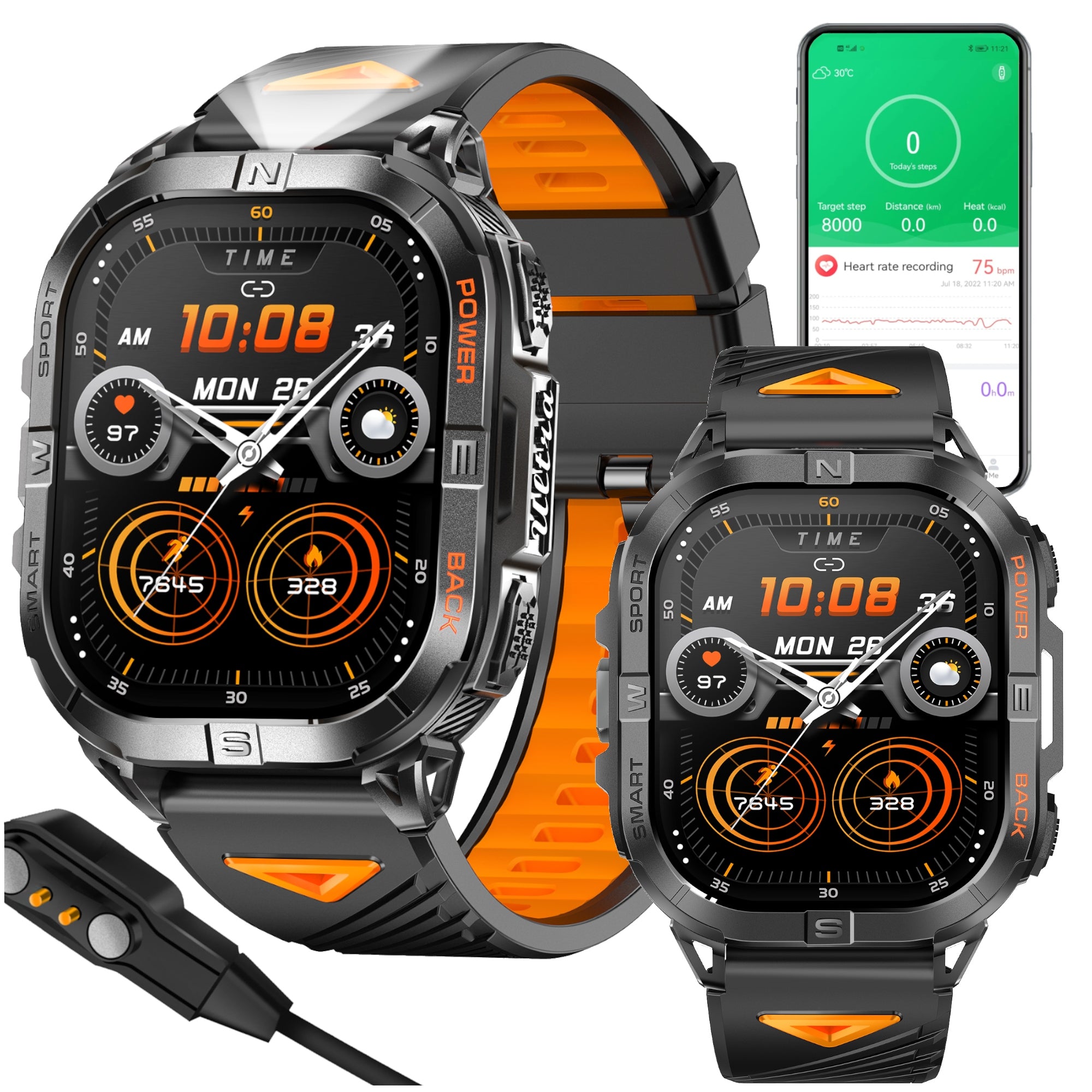 Smartwach Men's Sports Watch Function AMOLED GlacierX Drift