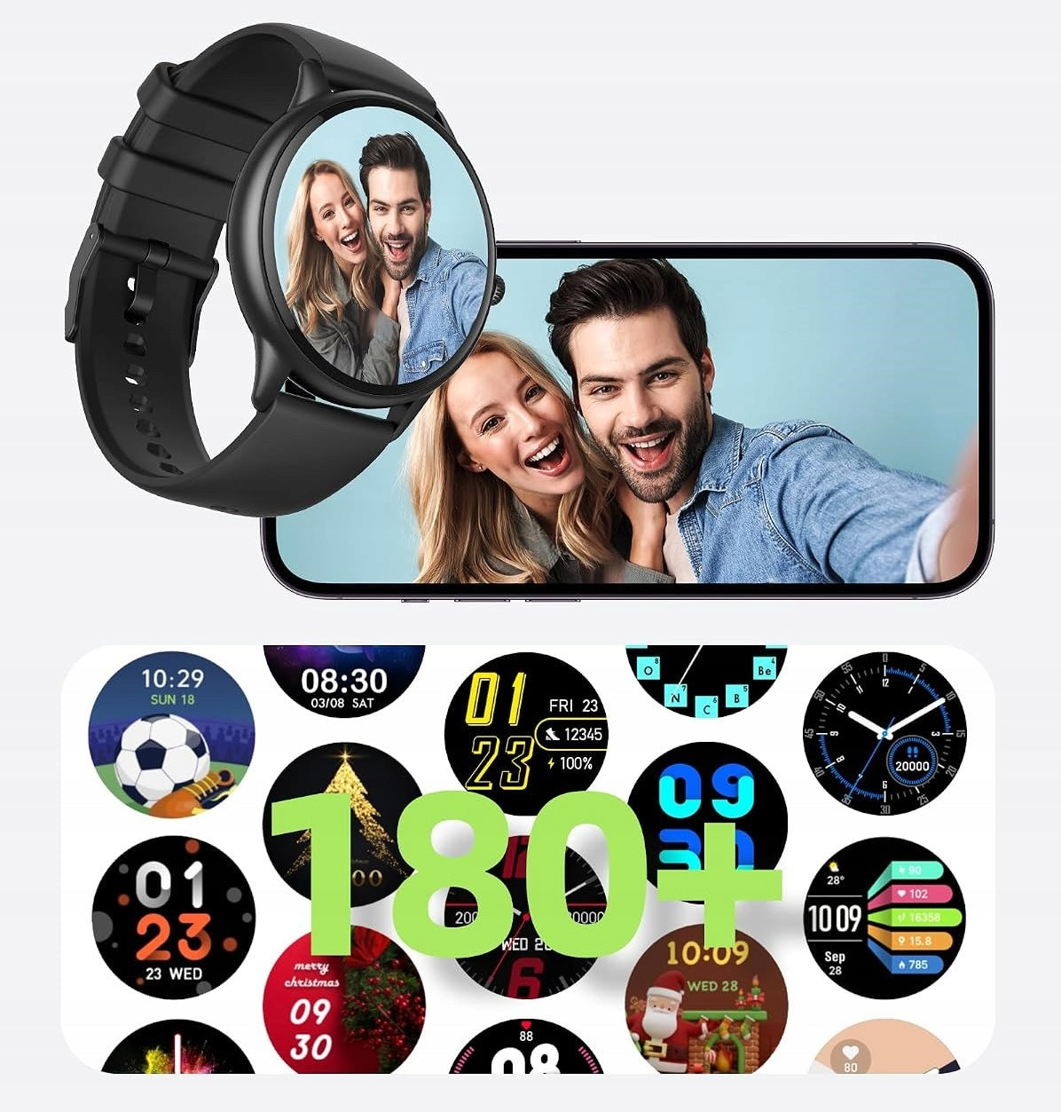 Smartwatch AGPtek FT10M black with heart rate monitor. Brand AGPtek