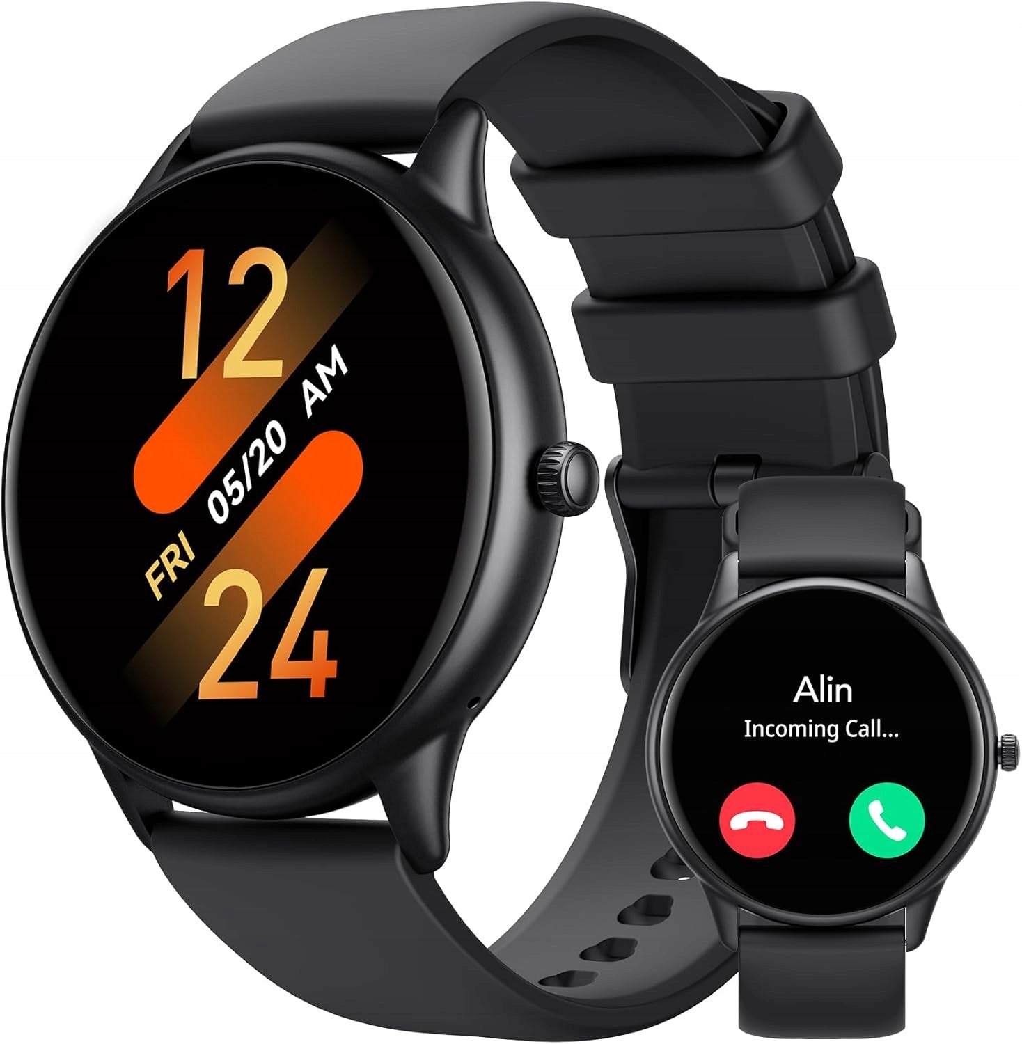 Smartwatch AGPtek FT10M black with heart rate monitor.