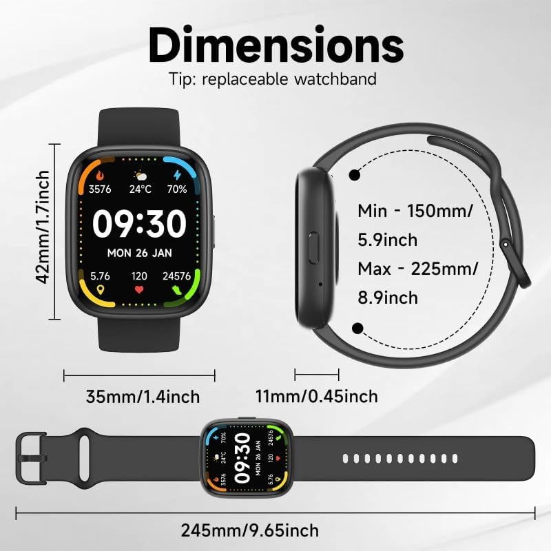 Smartwatch BLACK Bluetooth Conversation Heart Rate Monitor Sport Waterproof IP68 Brand no brand