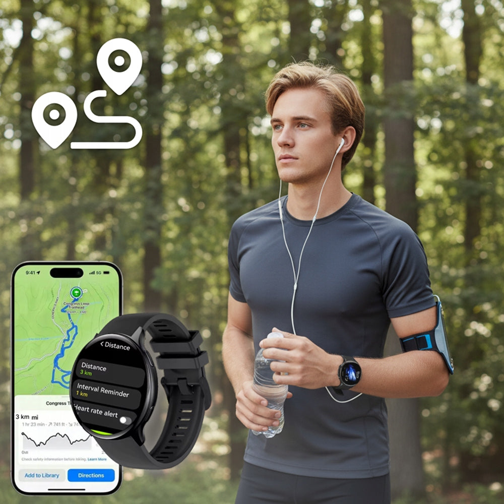 Smartwatch BLACK CONVERSATION GPS WATERPROOF AMOLED NOTIFICATIONS PULSE MENU PL Brand MOXEN