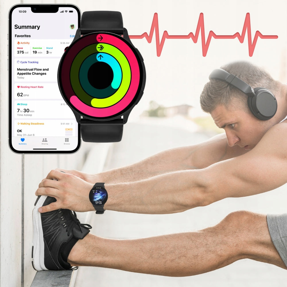 Smartwatch BLACK CONVERSATION GPS WATERPROOF AMOLED NOTIFICATIONS PULSE MENU PL Packaging status original