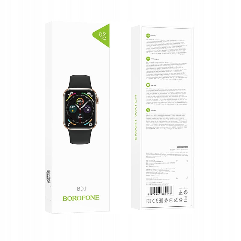 Smartwatch Borofone black BD1 gold frame Color black