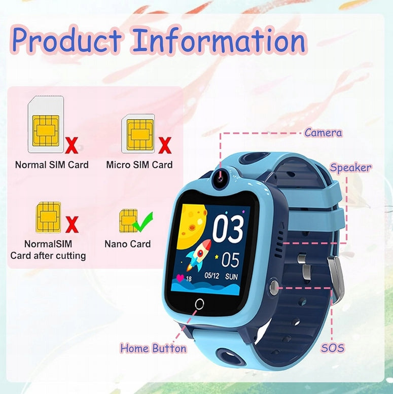 Smartwatch Children's watch Kesasohe 4G Sim GPS SOS Polish menu Blue Packaging status original