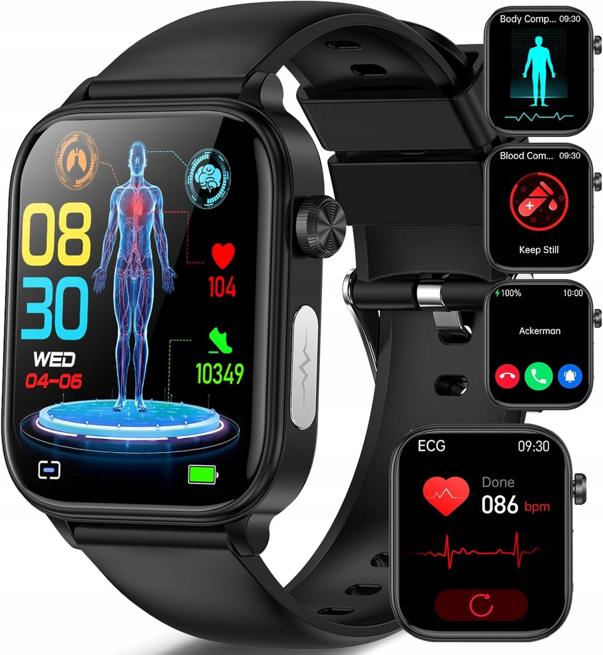 Smartwatch ECG + HRV/uric acid/BMI/ with Bluetooth/SOS NX13 connection