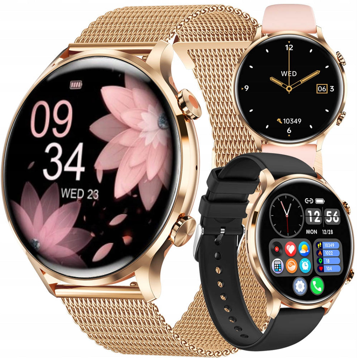 Smartwatch Elegant Women's Watch Talking Pressure Pulse 3 Straps Stylish