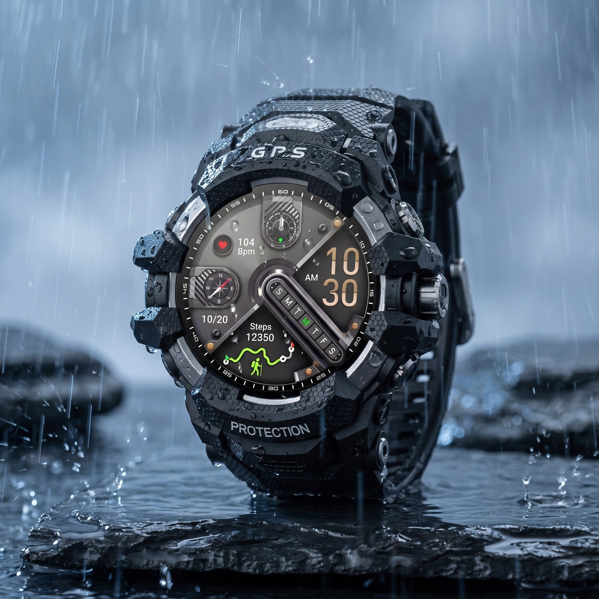 Smartwatch FitbyMed X-RAPTOR 3ATM AI Large Battery AMOLED GPS Waterproof Brand FitbyMed