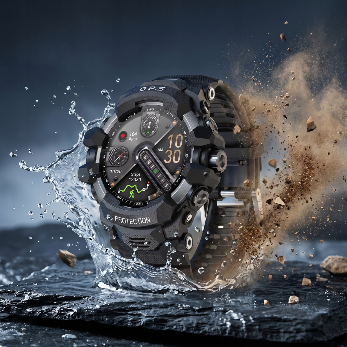 Smartwatch FitbyMed X-RAPTOR 3ATM AI Large Battery AMOLED GPS Waterproof Packaging status original