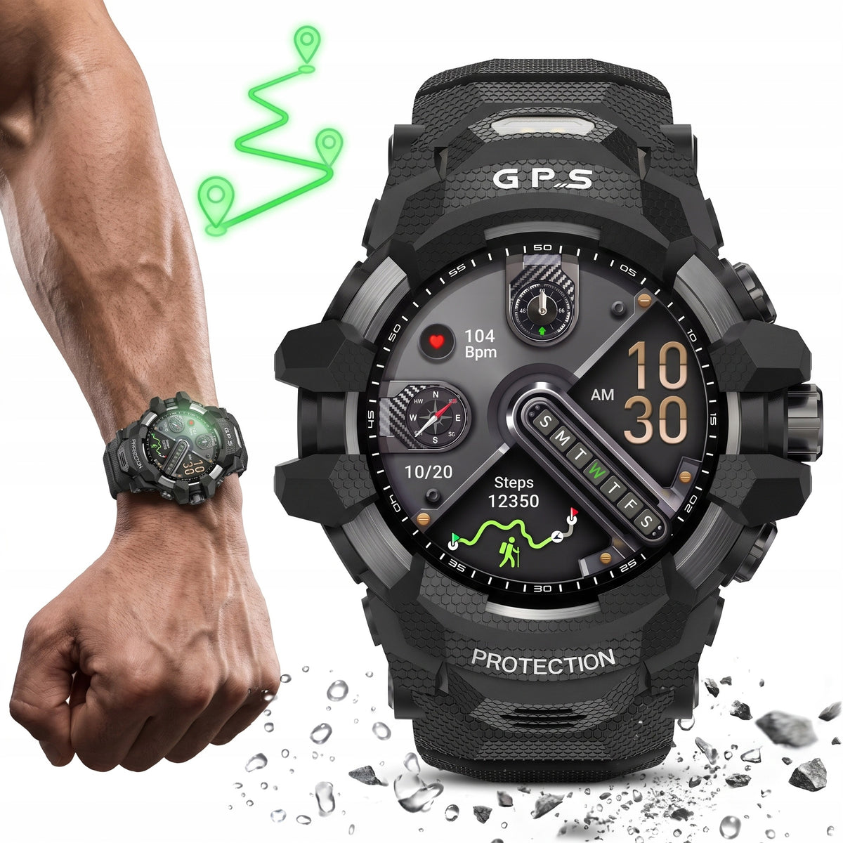 Smartwatch FitbyMed X-RAPTOR 3ATM AI Large Battery AMOLED GPS Waterproof