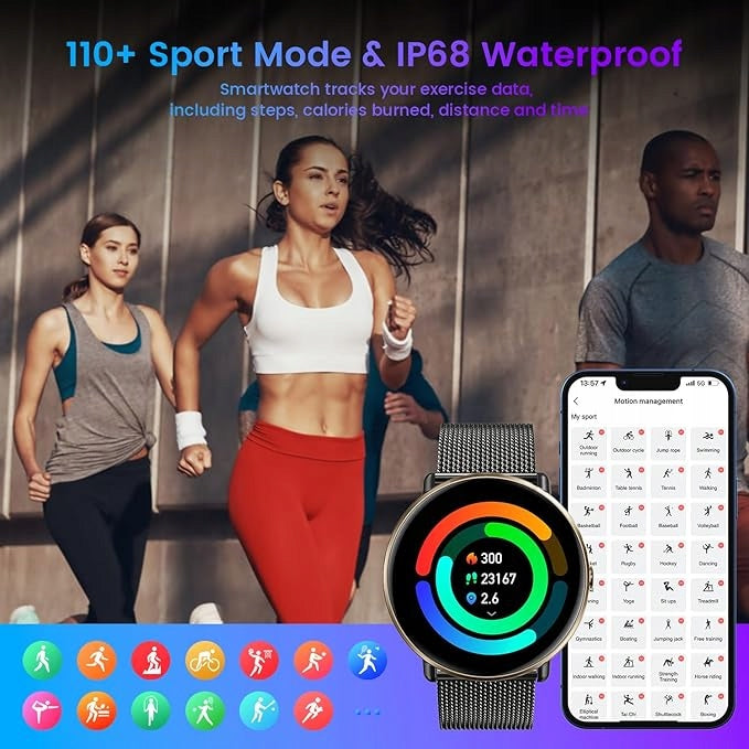 Smartwatch Fitness CatShin Android iOS AMOLED 1,43 HD Women Sports Packaging status original