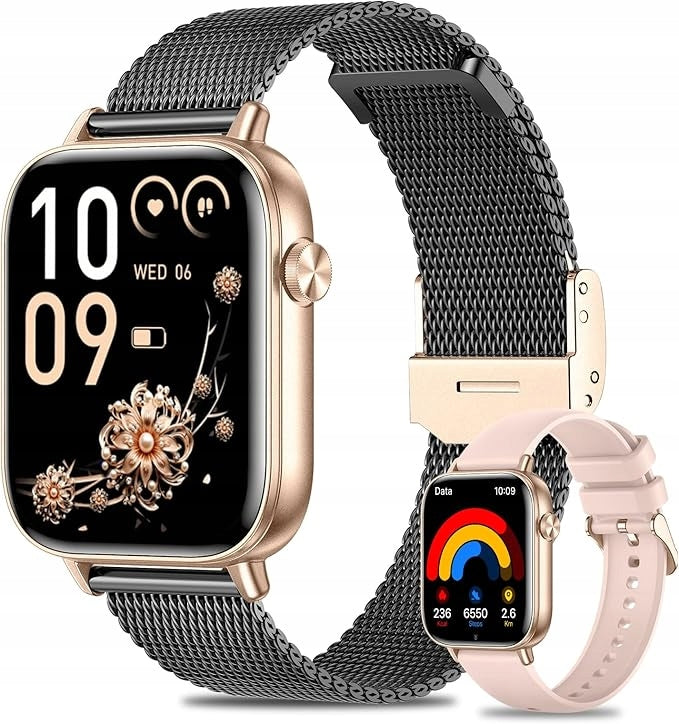 Smartwatch For Women Fitness Tracker Bluetooth App Black Gold IP67