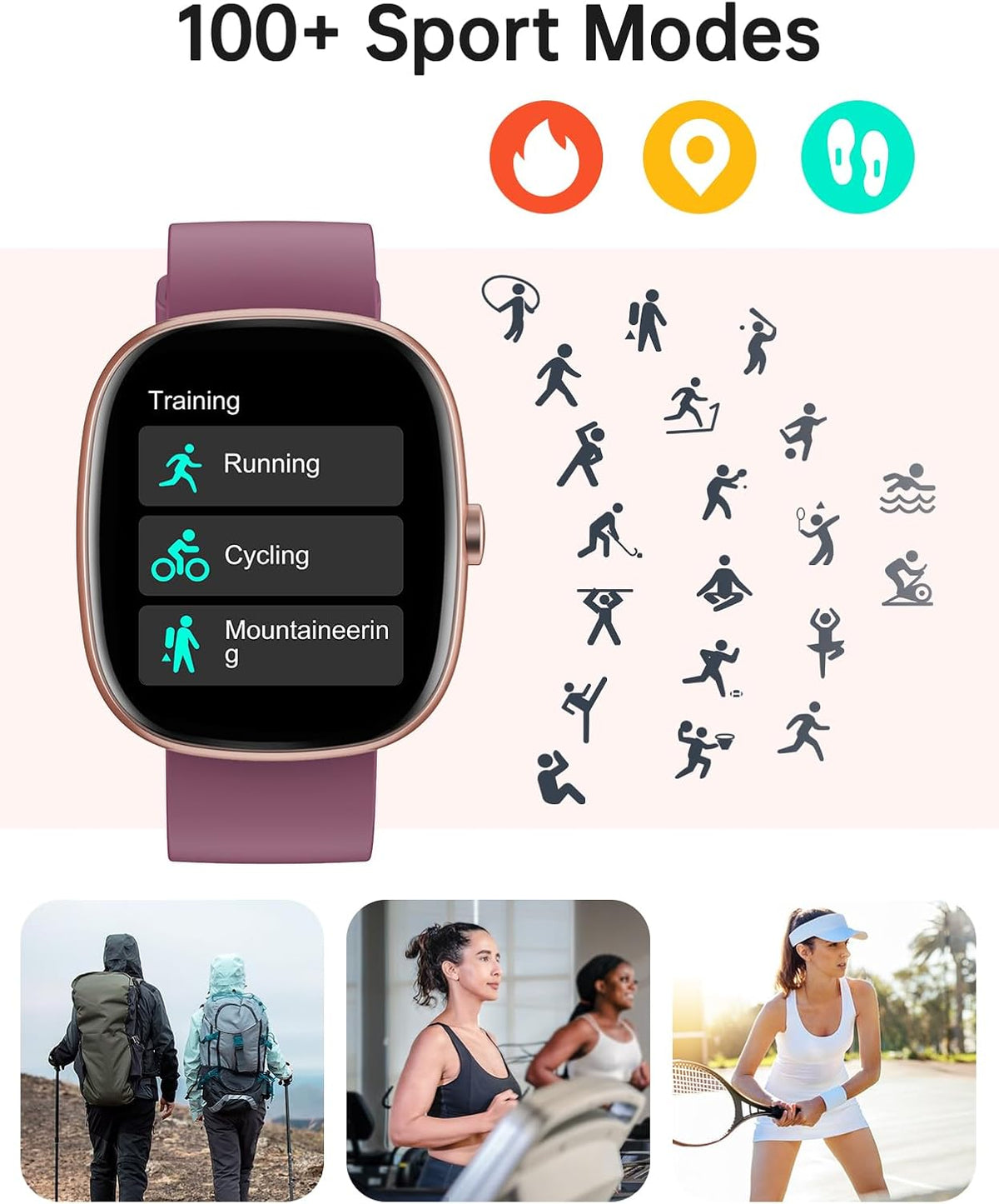 Smartwatch For Women With Talk Function Heart Rate Monitor Purple HUAKUA Model other