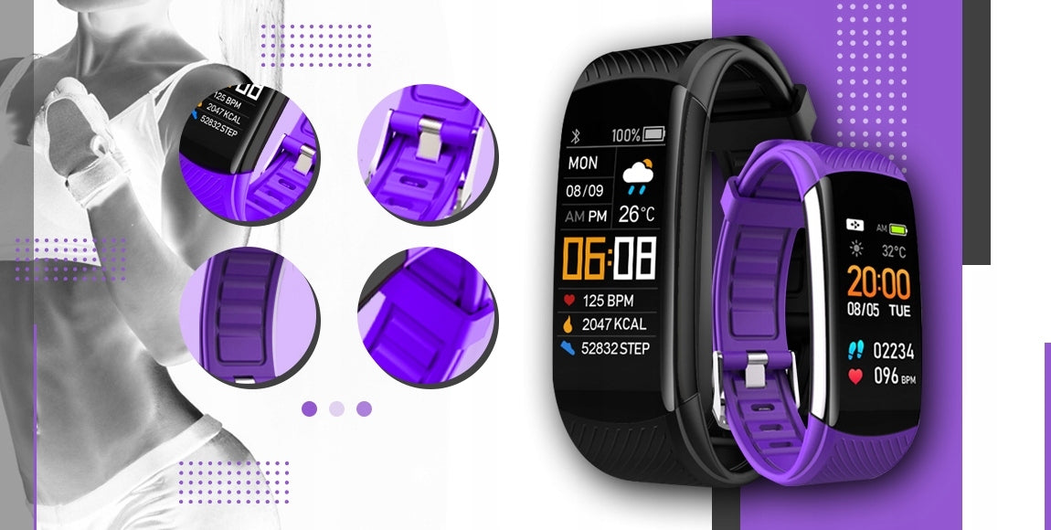 Smartwatch GIEWONT Black and Purple 2 Strips GW200-3 Packaging status original