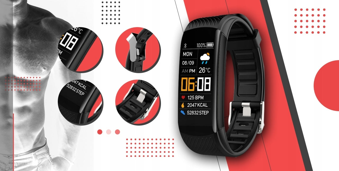 Smartwatch GIEWONT Black and Red 2 Strips GW200-1 EAN (GTIN) 5904665272053