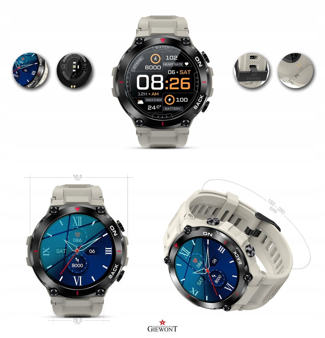 Smartwatch GIEWONT GPS Pioneer GW460-3 - Light Stone Packaging status original