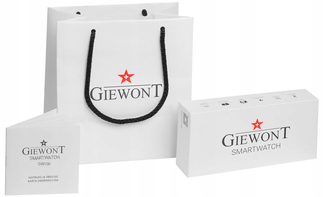 Smartwatch GIEWONT GW100-5 Pink Functions Bluetooth alarm clock date display touch screen pedometer heart rate monitor illumination stopwatch waterproof