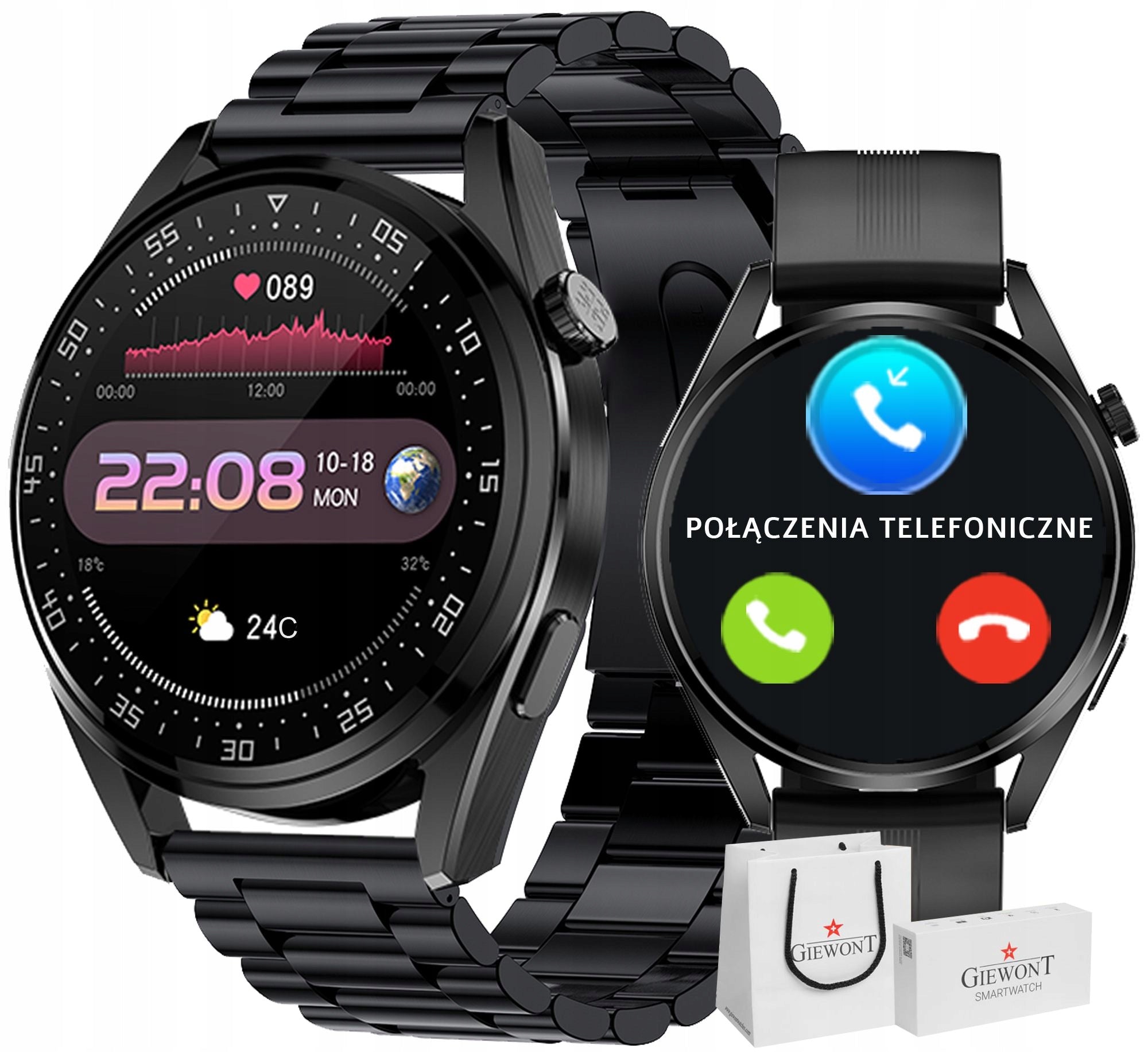 Smartwatch GIEWONT Vertex SmartCall GW450-1 Carbon/Carbon Silicone