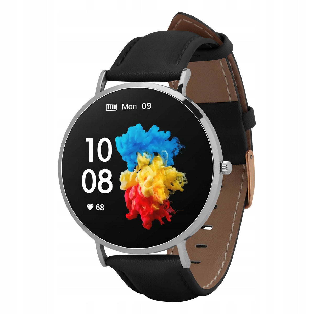 Smartwatch Garett Verona silver-black leather strap Manufacturer code 5904238484517