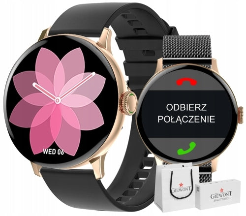 Smartwatch Giewont Pink GW330-5 Rose Gold-Rose Black Silicone Strap