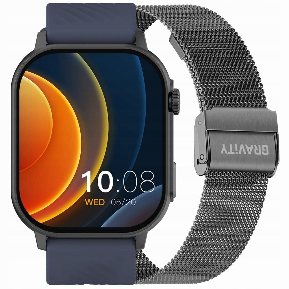 Smartwatch Gravity GT15-4 Blue Silicone Strap Titanium Bracelet