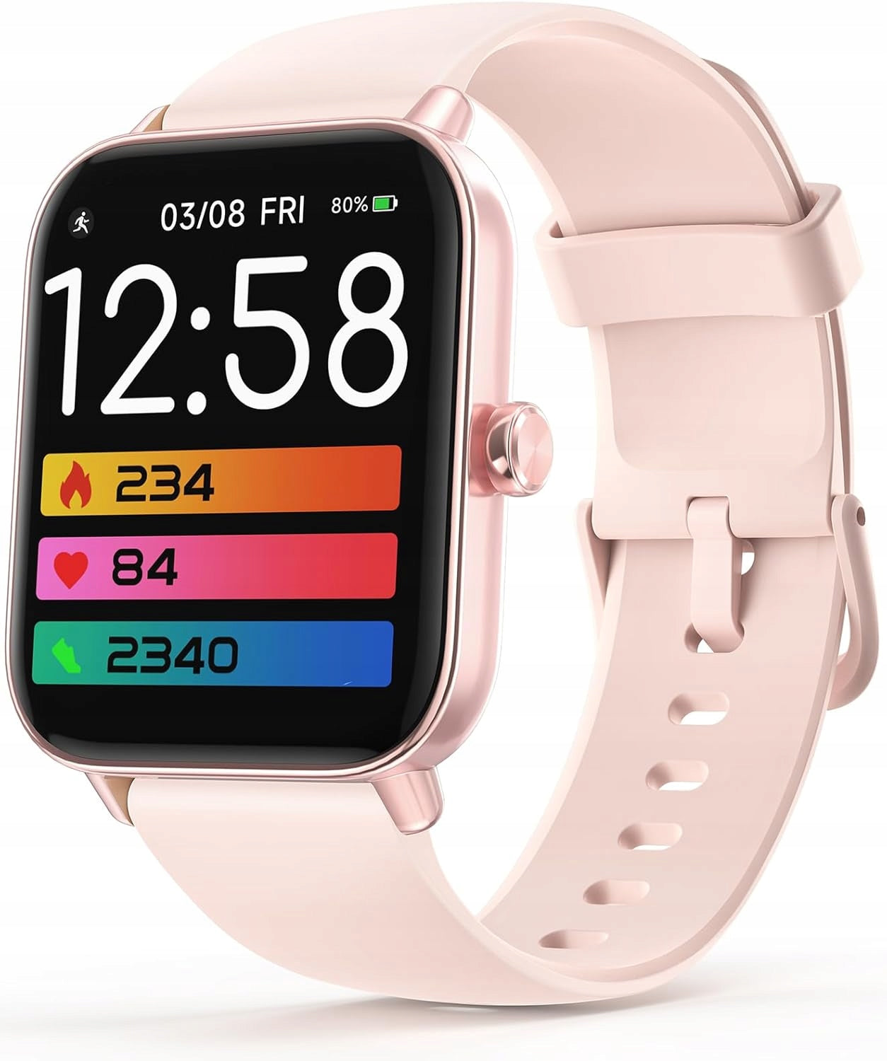 Smartwatch Health and Fitness Monitor 24/7 Android iOS Pink