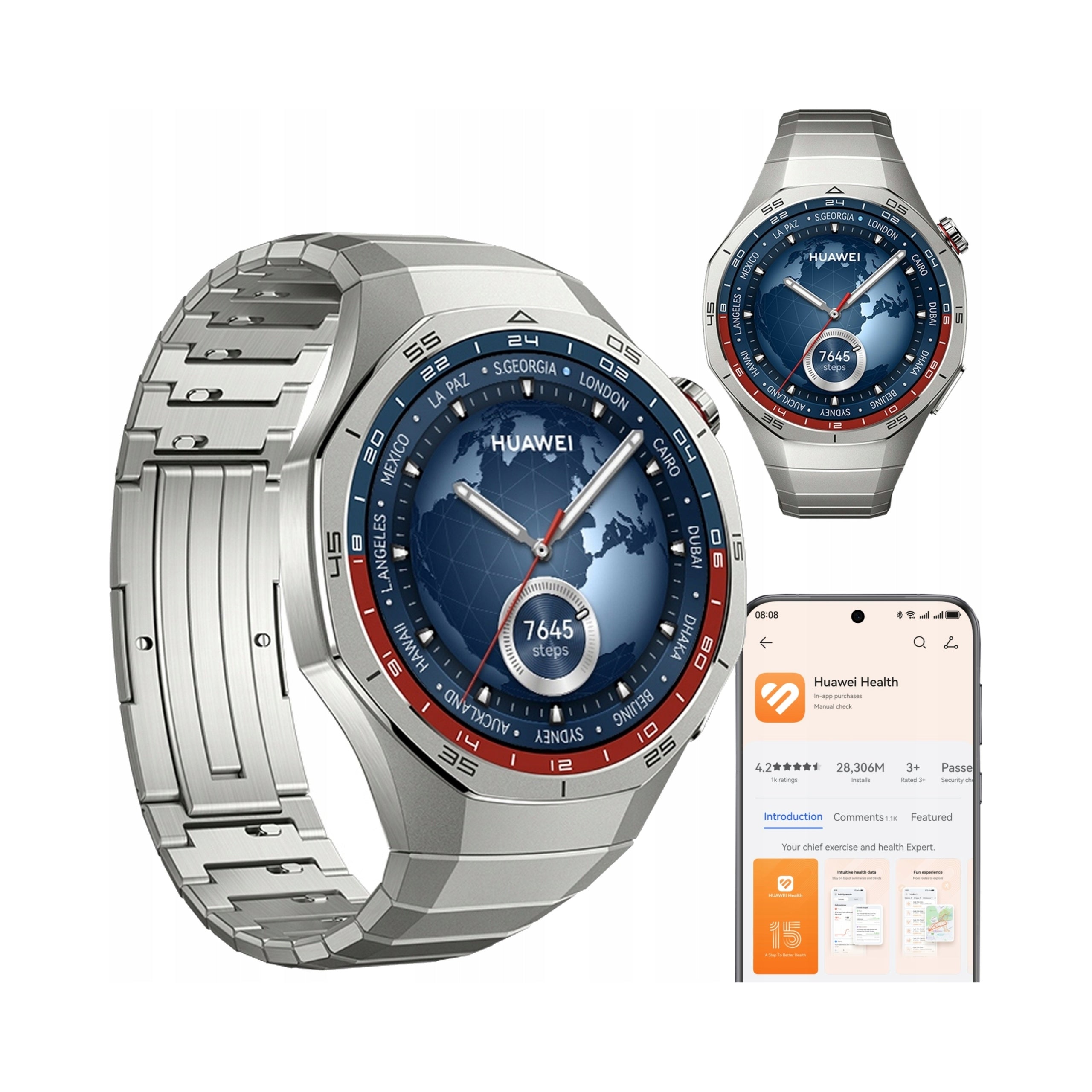 Smartwatch Huawei Watch GT5 Pro Elite GPS 46 mm AMOLED NFC 5ATM silver
