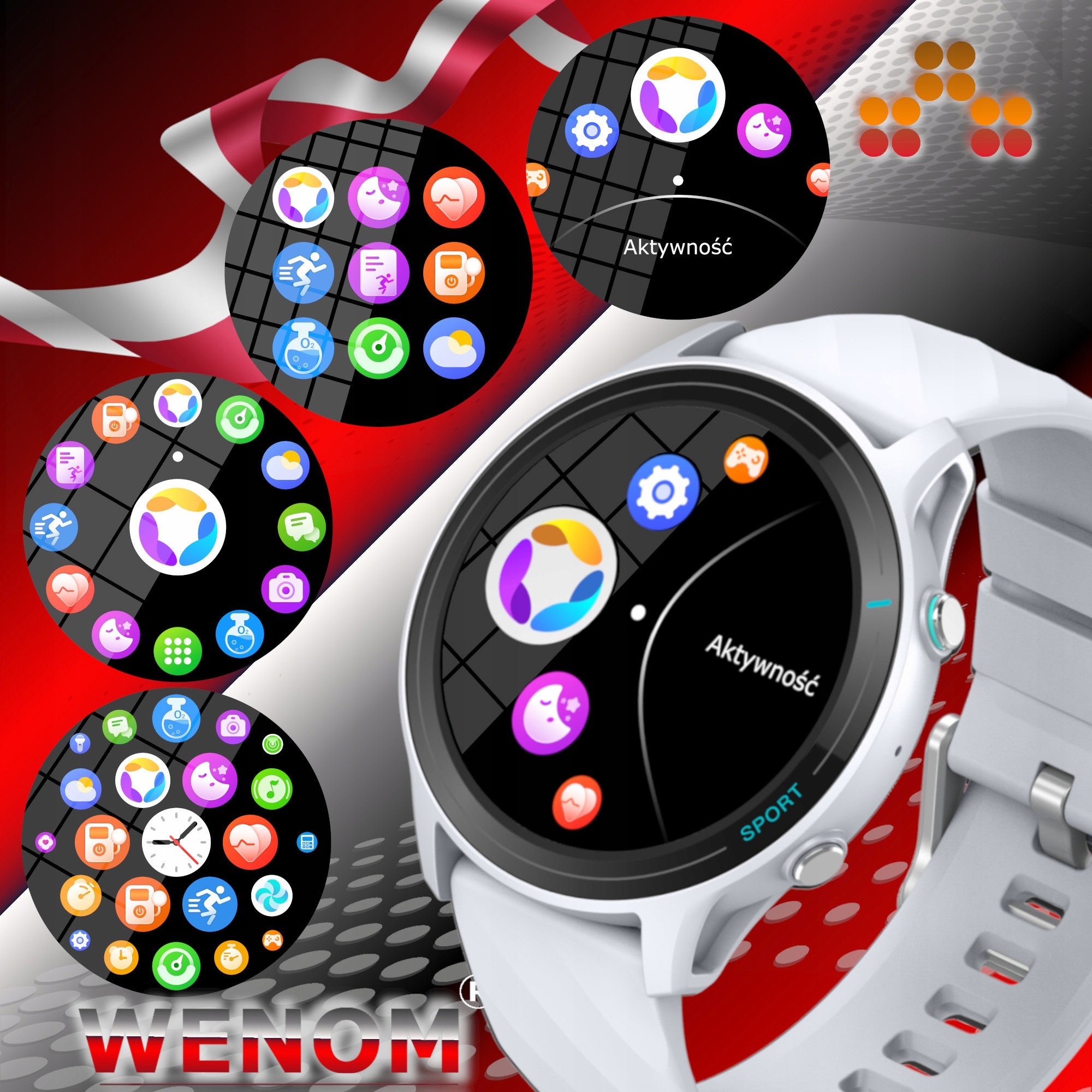 Smartwatch IP 68 Bluetooth Health Monitor, Waterproof Menu PL Pressure Brand Wenom