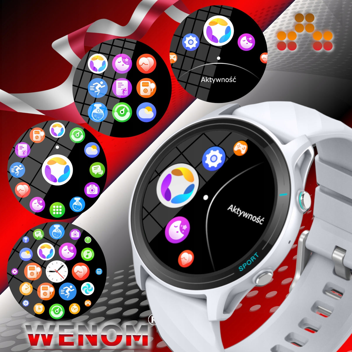 Smartwatch IP 68 Bluetooth Health Monitor, Waterproof Menu PL Pressure Brand Wenom