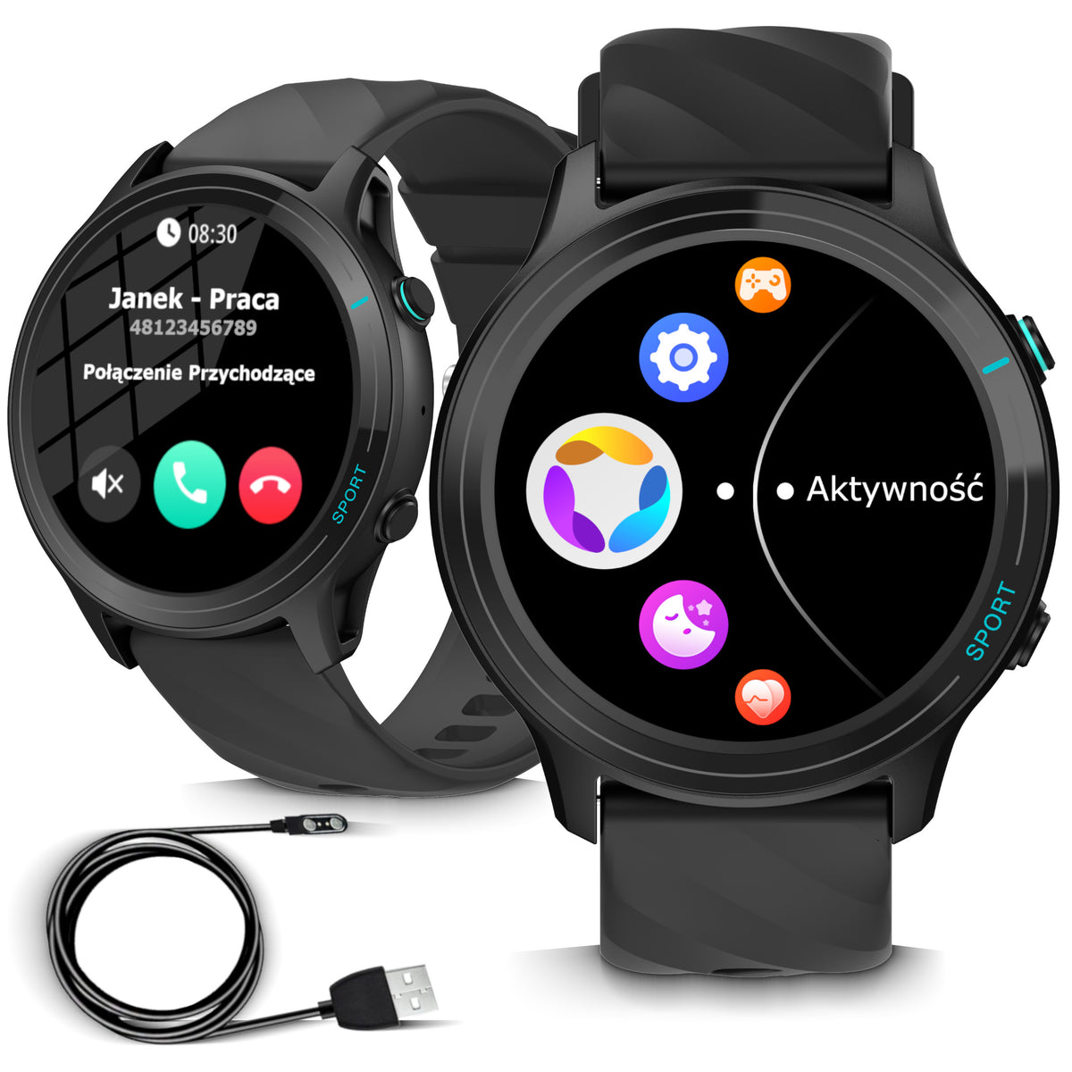 Smartwatch IP 68 Bluetooth Health Monitor, Waterproof Menu PL Talk