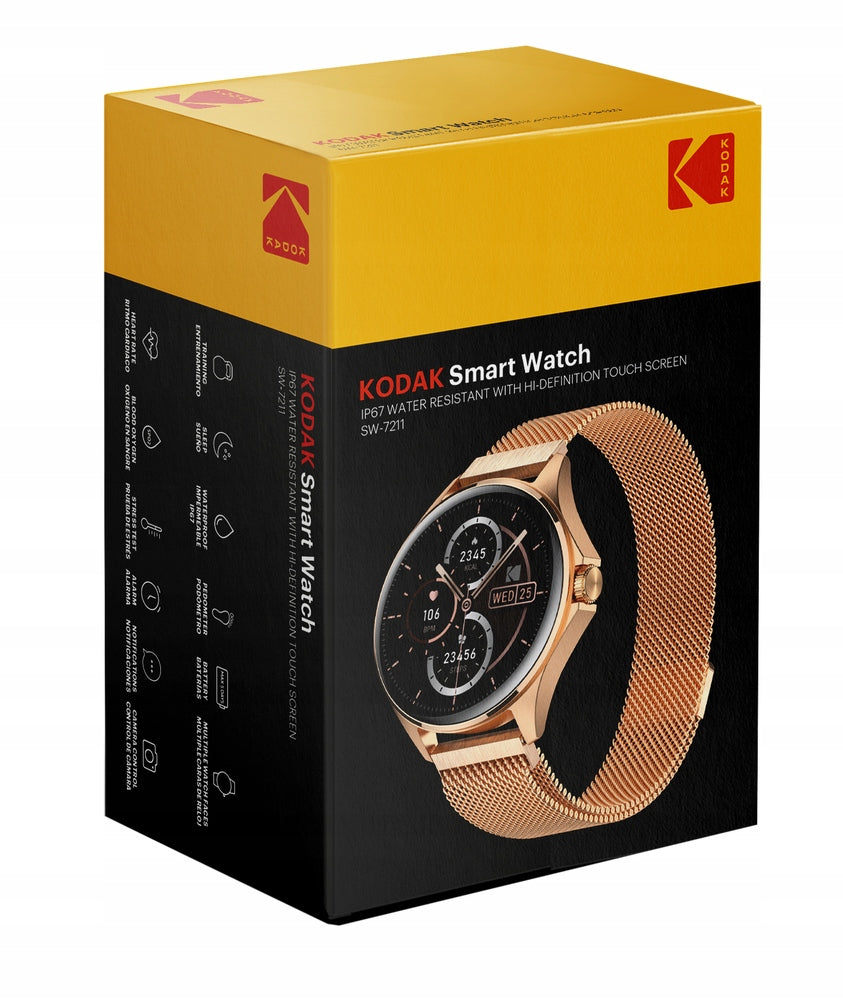 Smartwatch KODAK SW-7211 Pink Gold GPS Heart Rate Monitor Android iOS Manufacturer code SW-7211