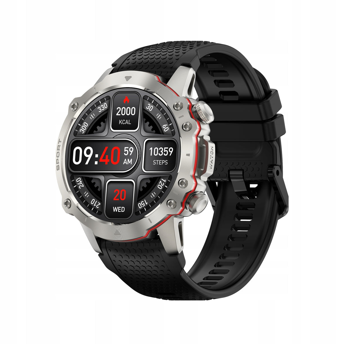 Smartwatch Kiano Sport Silver Men's Menu PL 2 Straps Included Packaging status original