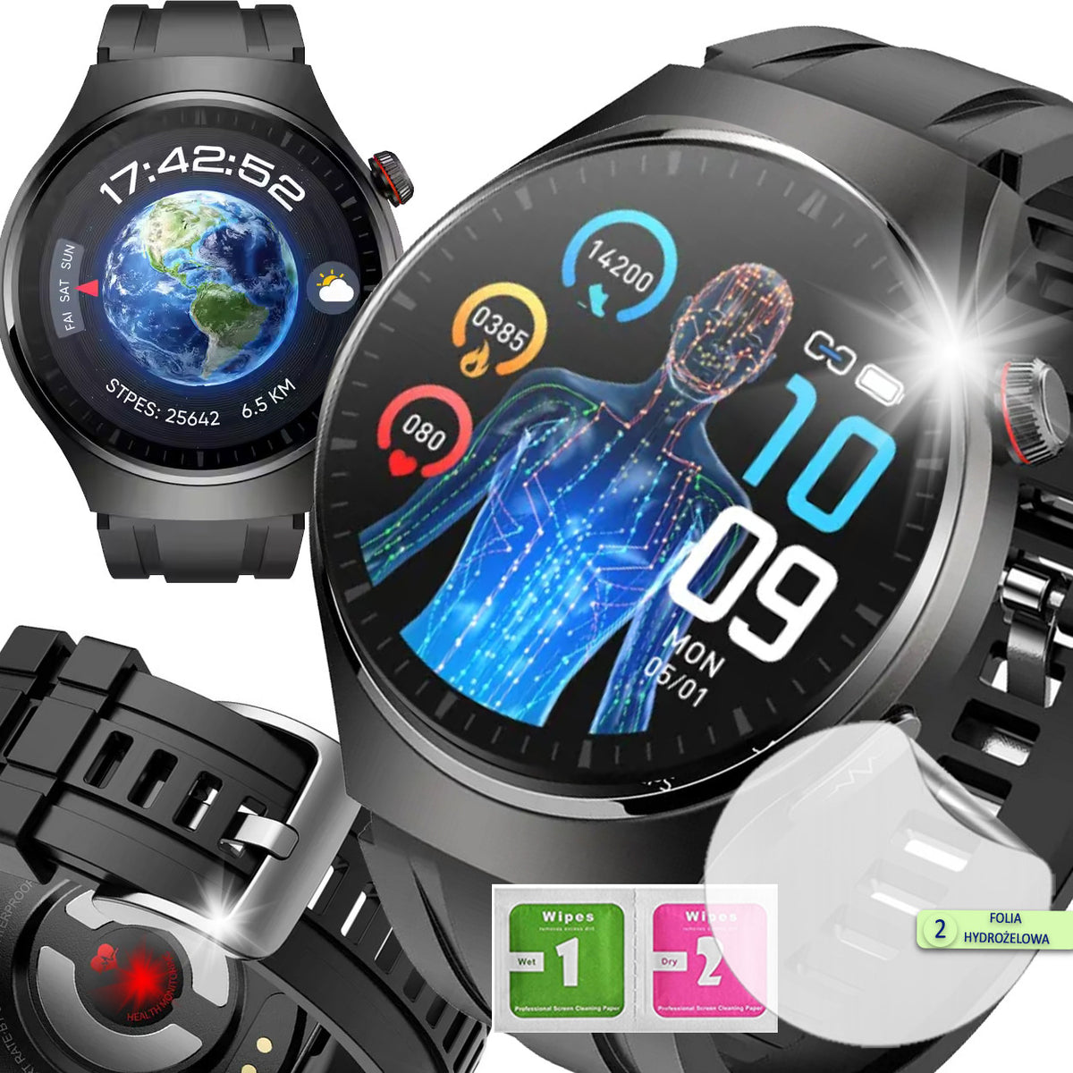 Smartwatch Male ECG HRV Blood Analysis Lipids Urinary Acid Talk BT